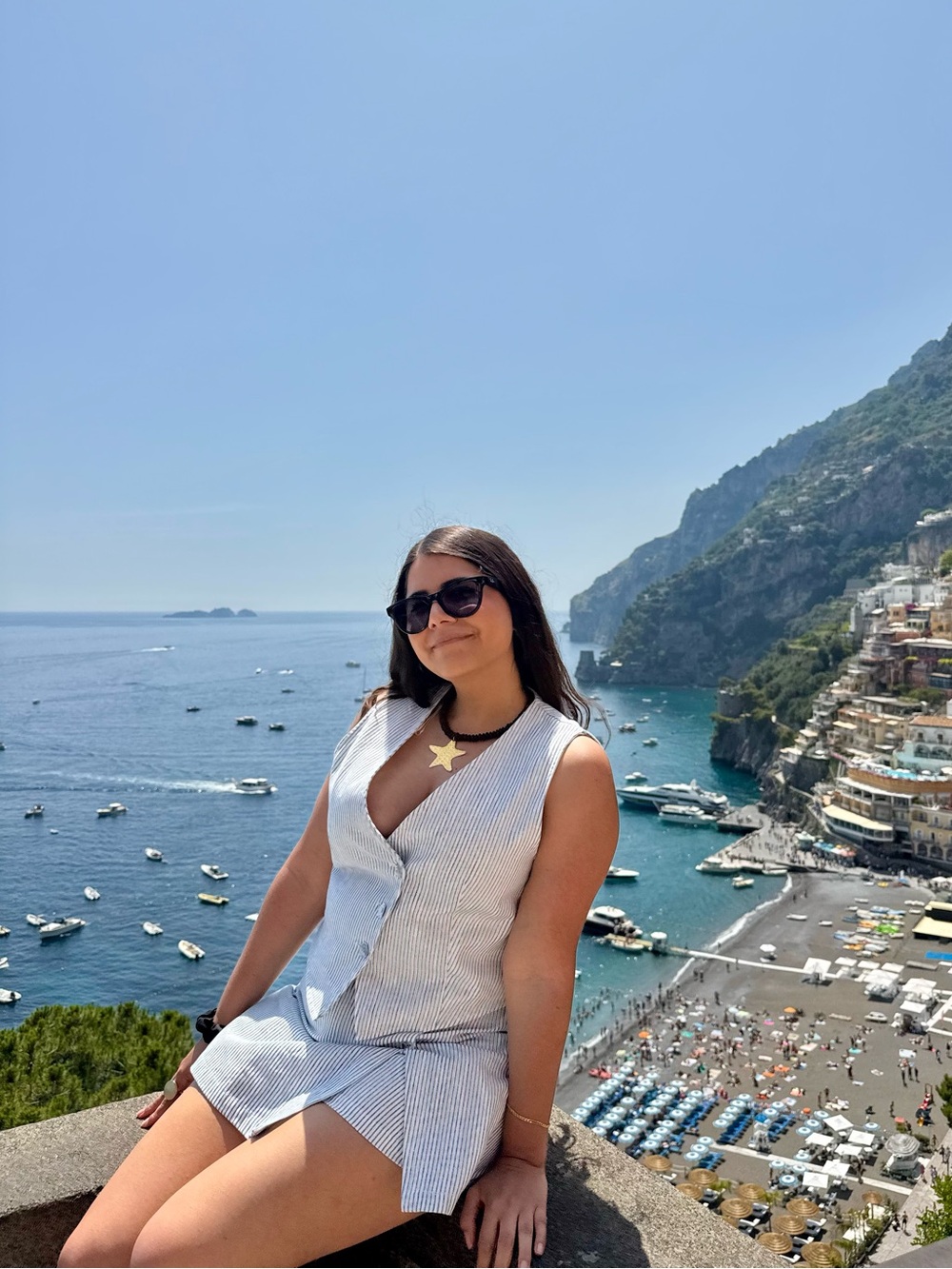 Zara Blue and White Pinstripe Vest (M) and Skort (L) Set